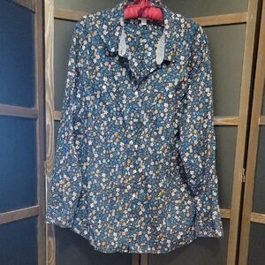 St. John's Bay Navy Floral Cotton Blouse